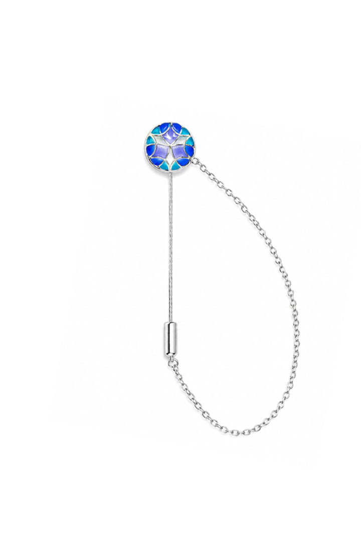 Aqua Blue Kaleidoscope Lapel Pin