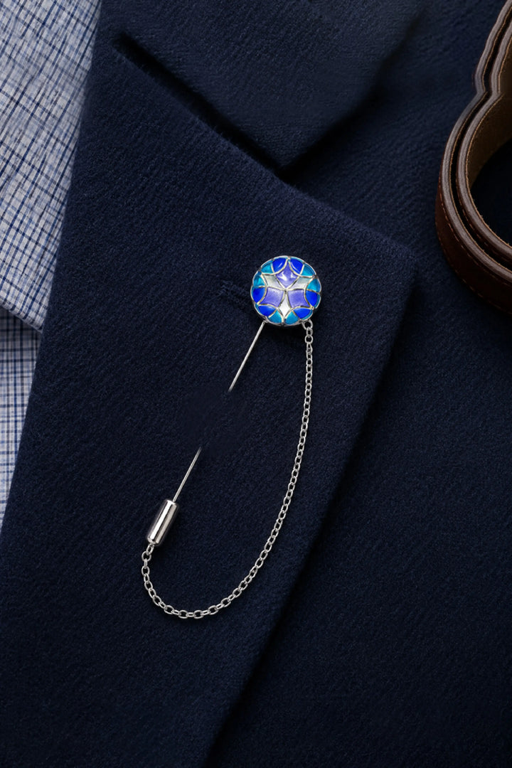Aqua Blue Kaleidoscope Lapel Pin