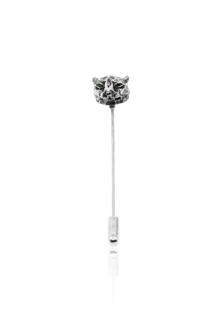 Silver Untamed Panther Lapel Pin
