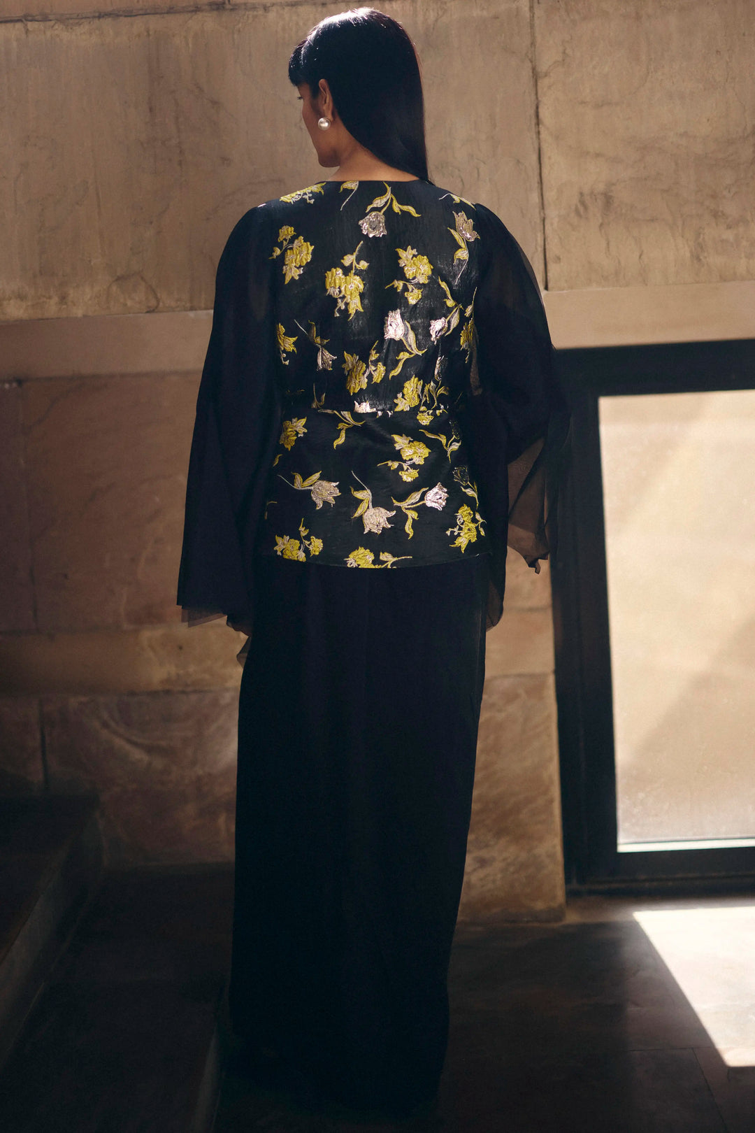 Black Jacquard Jacket Set