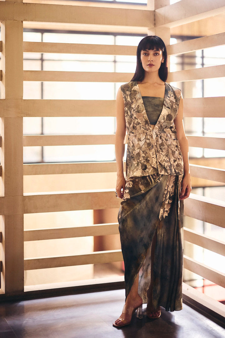 Ash Dusk Beaded Peplum Jacket Set