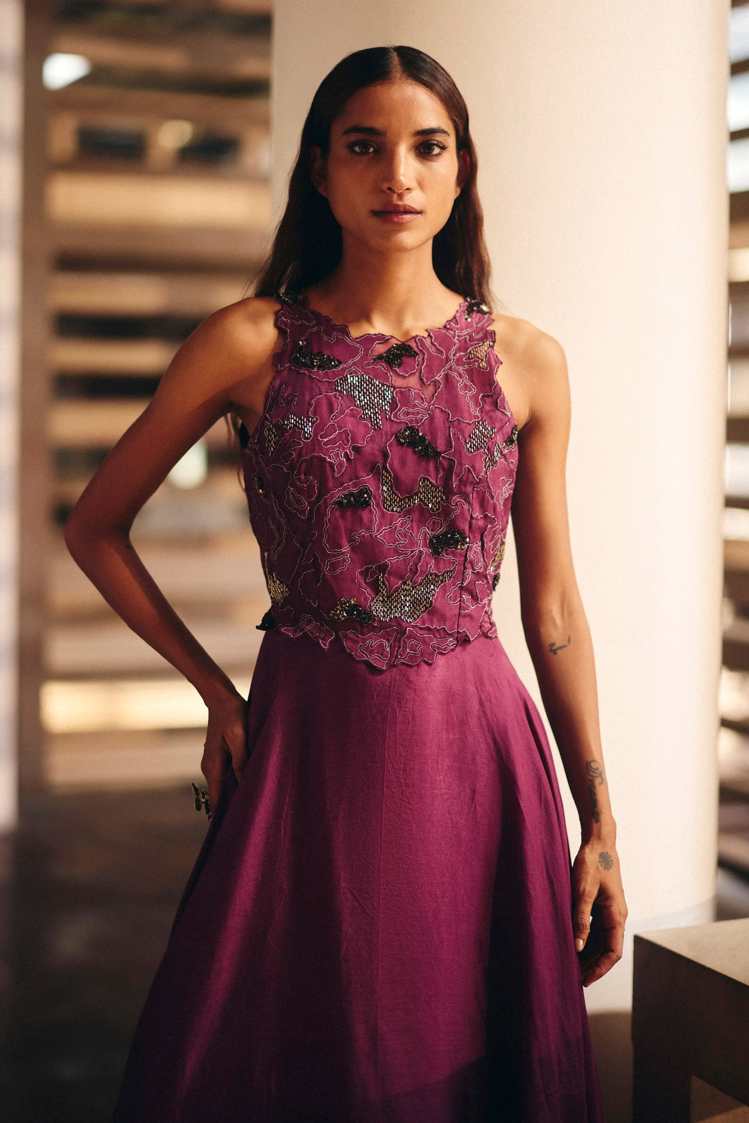 Burgundy Terra Dash Cut Out Dress