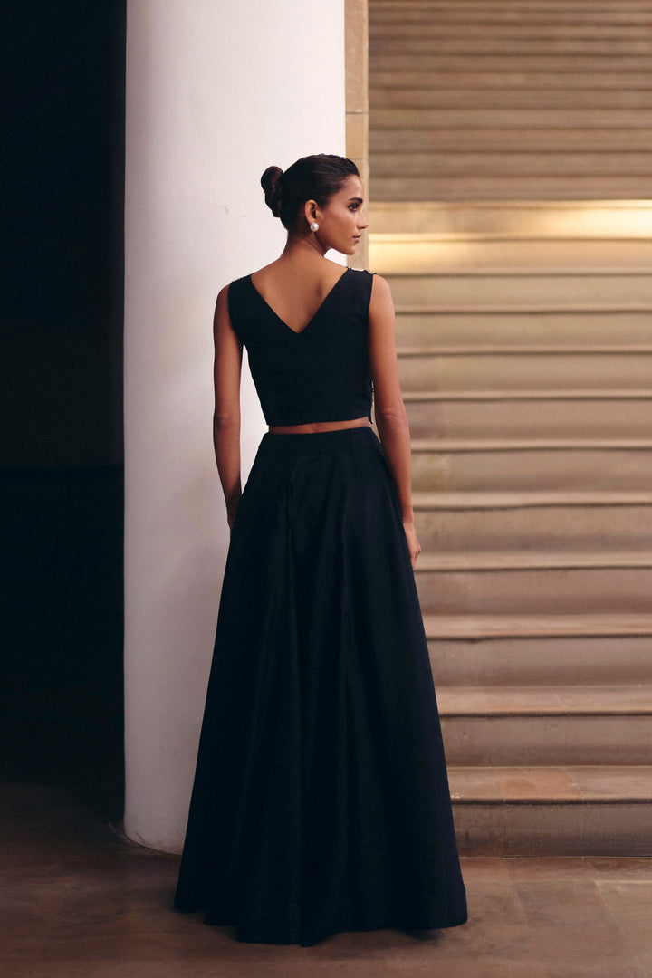 Black Florette Top With Skirt