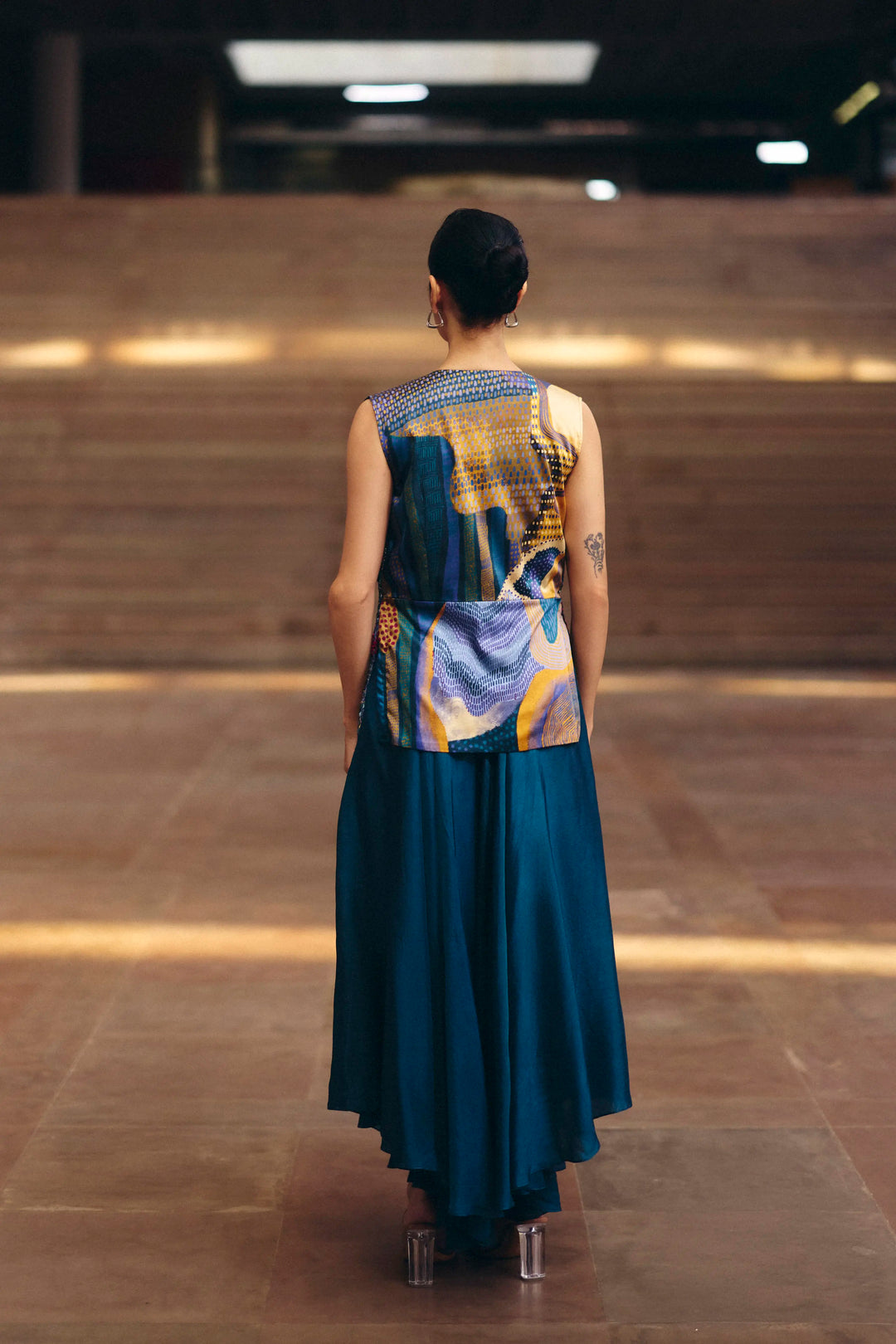 Blue Dreamwave Beaded Peplum Jacket Set