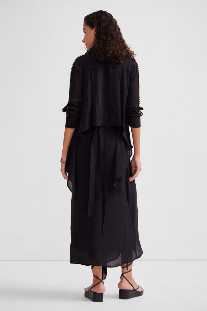 High-low tying shirt set