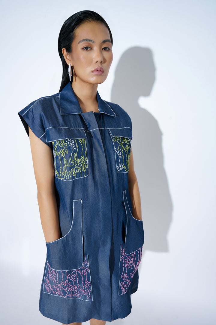 Denim doodle bug dress