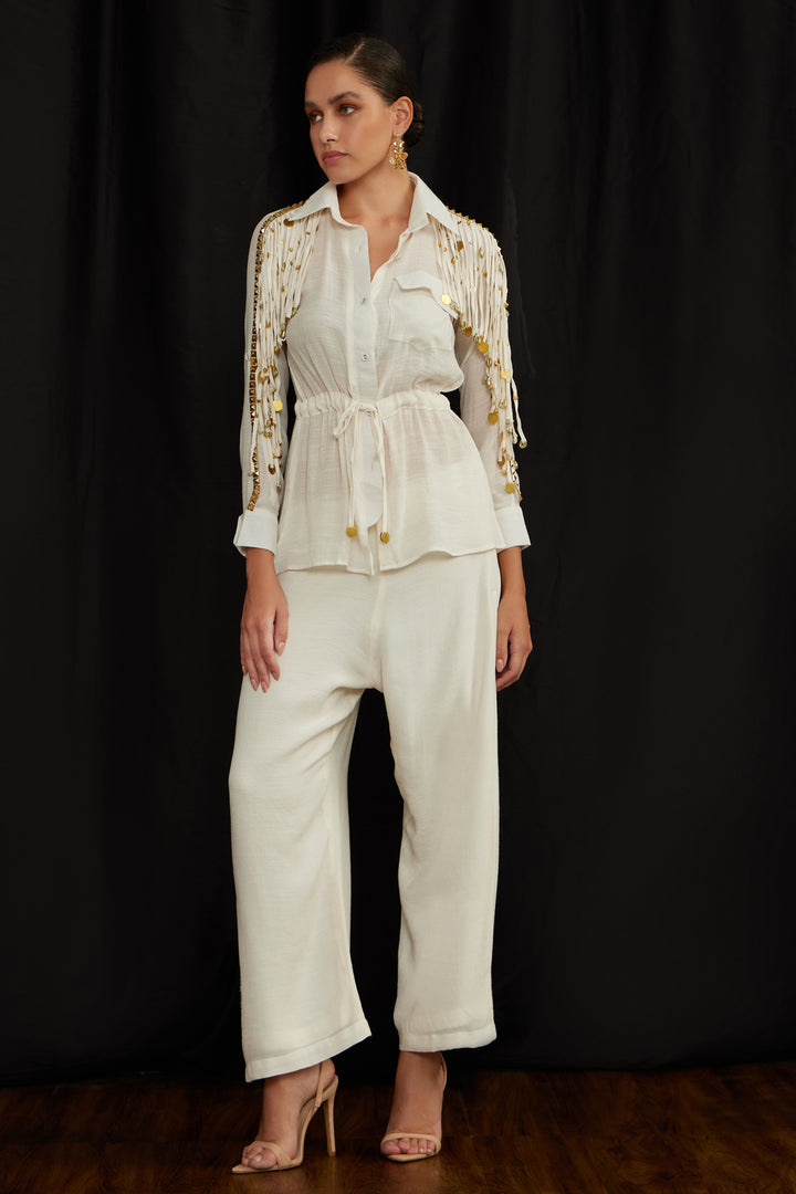 Drawstring jhalar shirt set