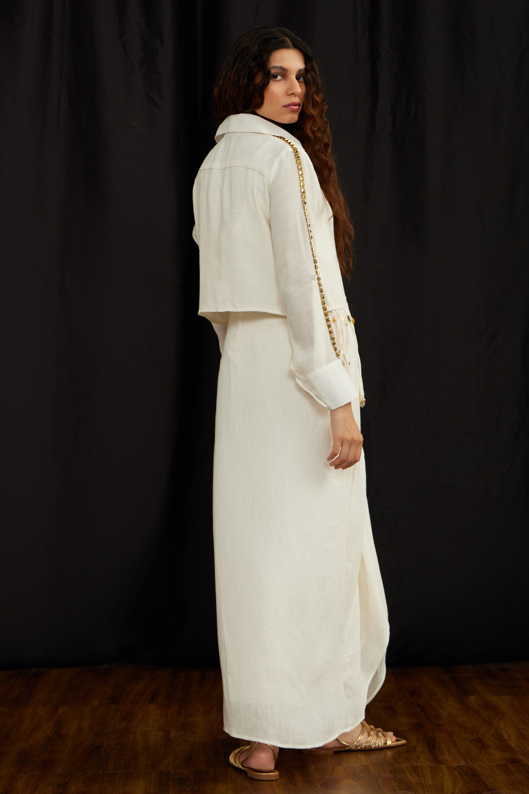 Crop Jhalar Shirt Set