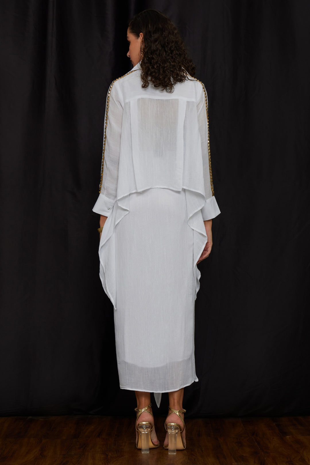 High-low tying shirt set