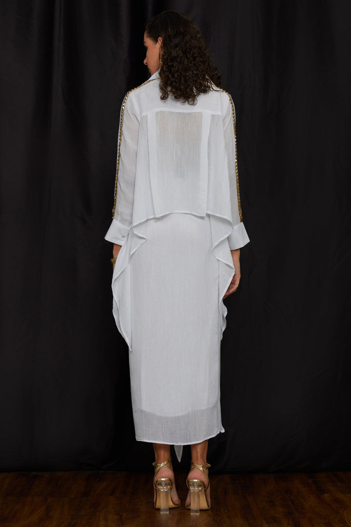 High-low tying shirt set