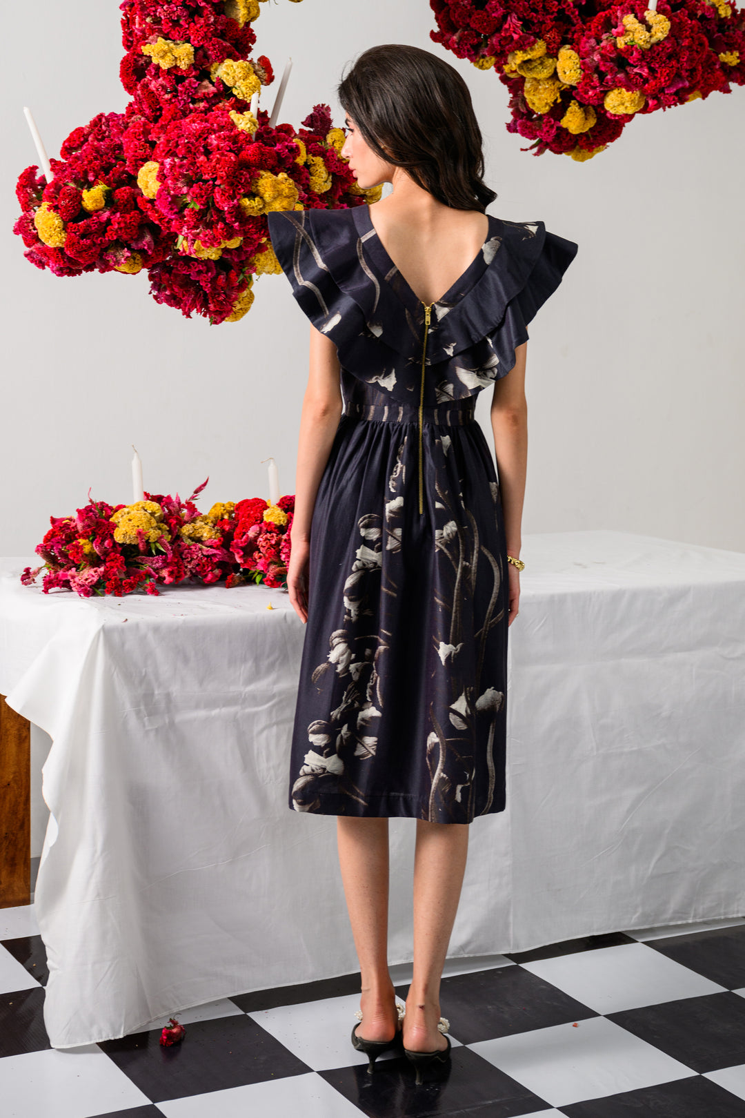 VICTORIAN PETALS RUFFLE DRESS