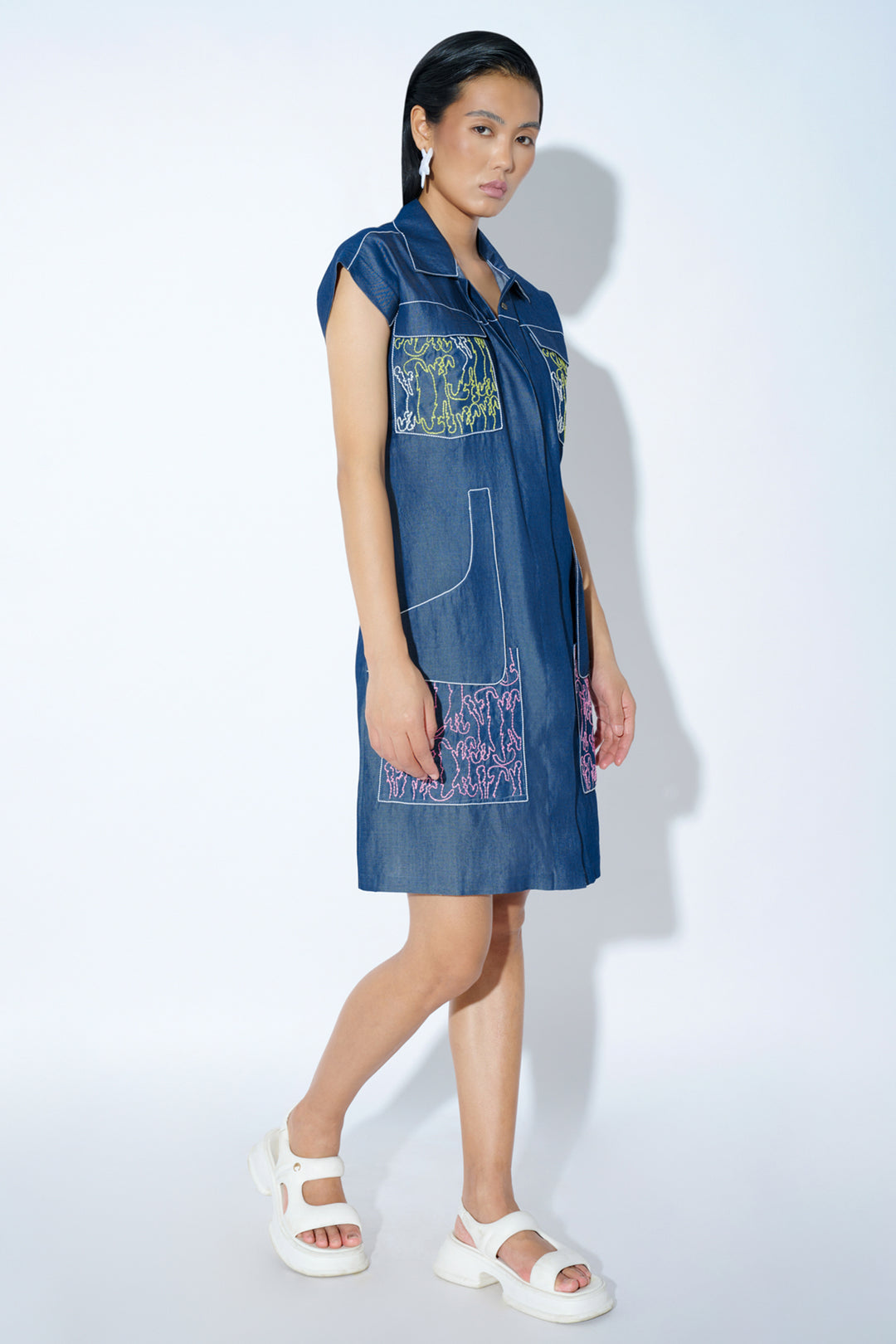 Denim doodle bug dress