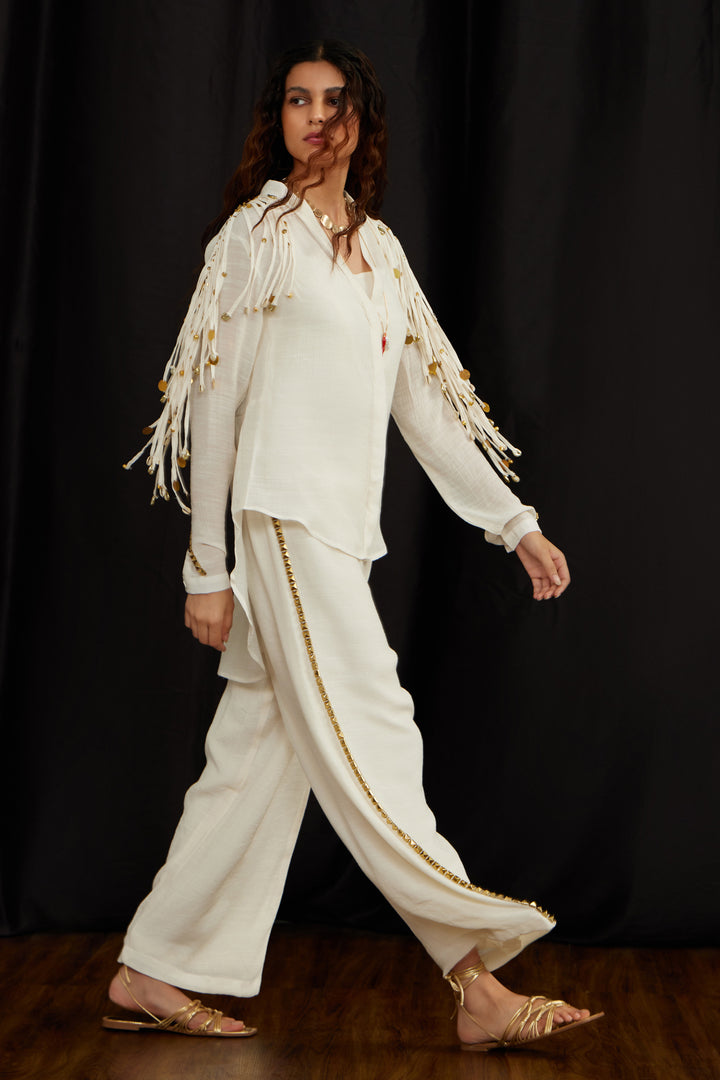 Chinese collar jhalar twin set