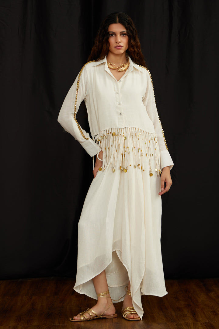 Crop Jhalar Shirt Set