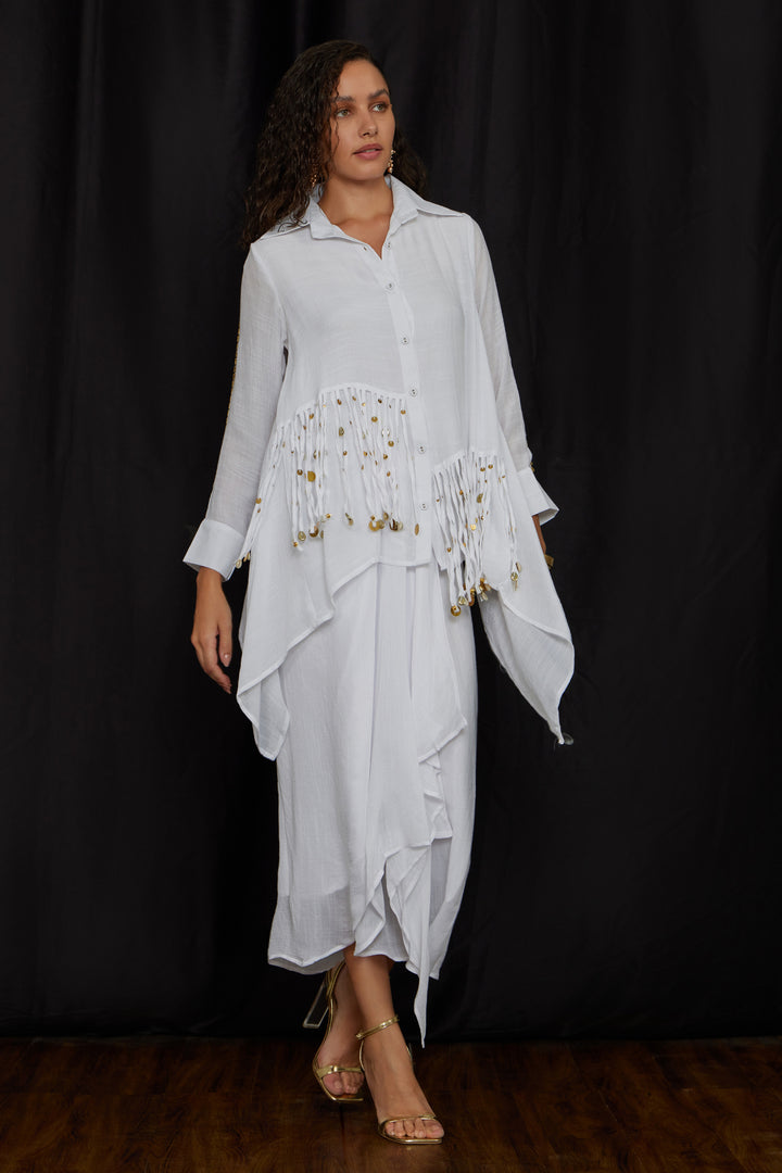 High-low tying shirt set