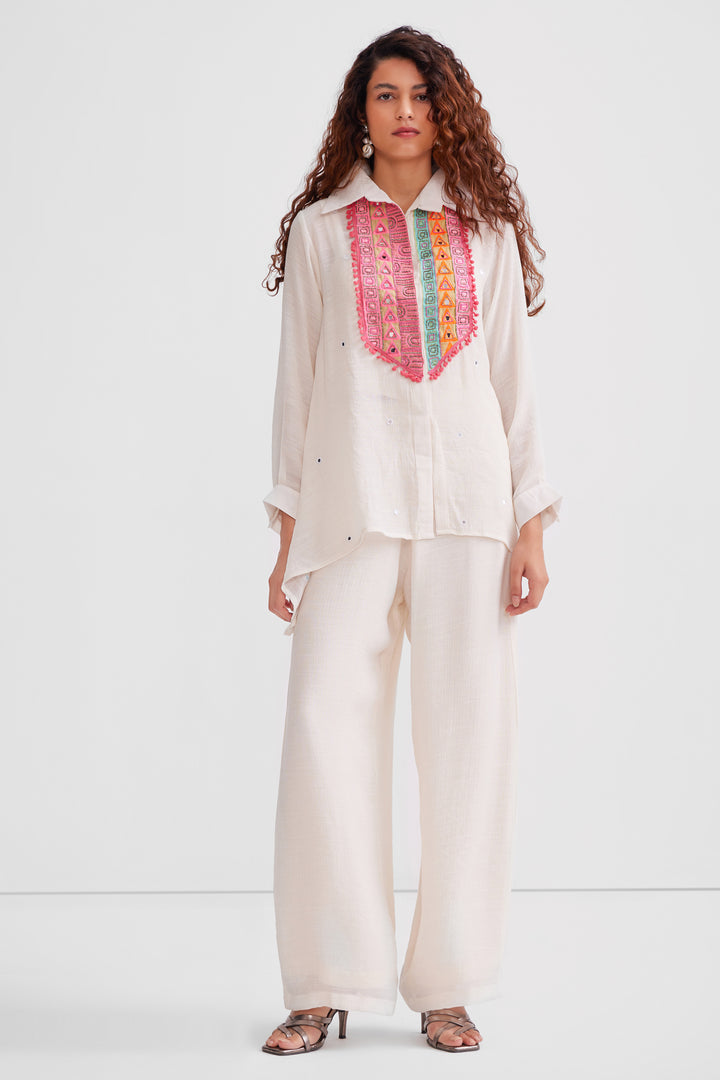 Multi-colored yoke twin set