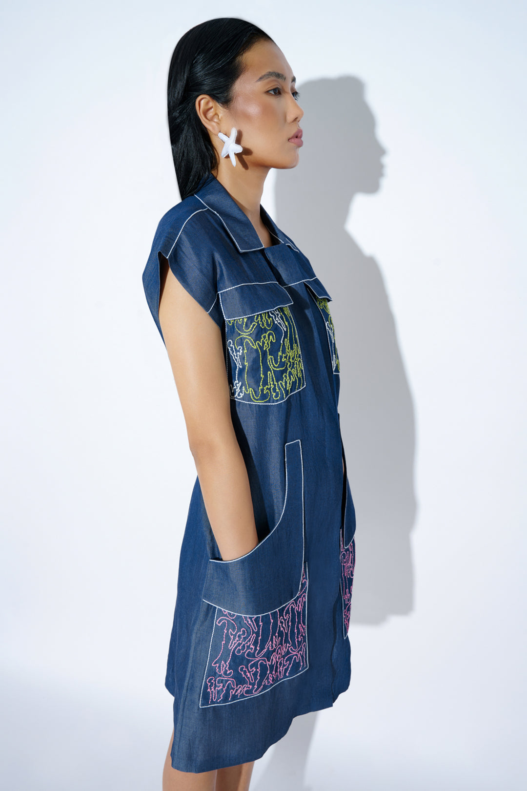 Denim doodle bug dress