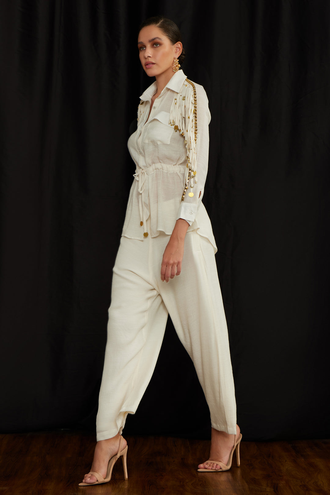 Drawstring jhalar shirt set