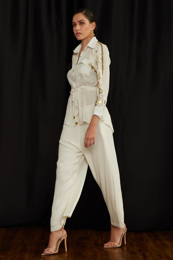 Drawstring jhalar shirt set