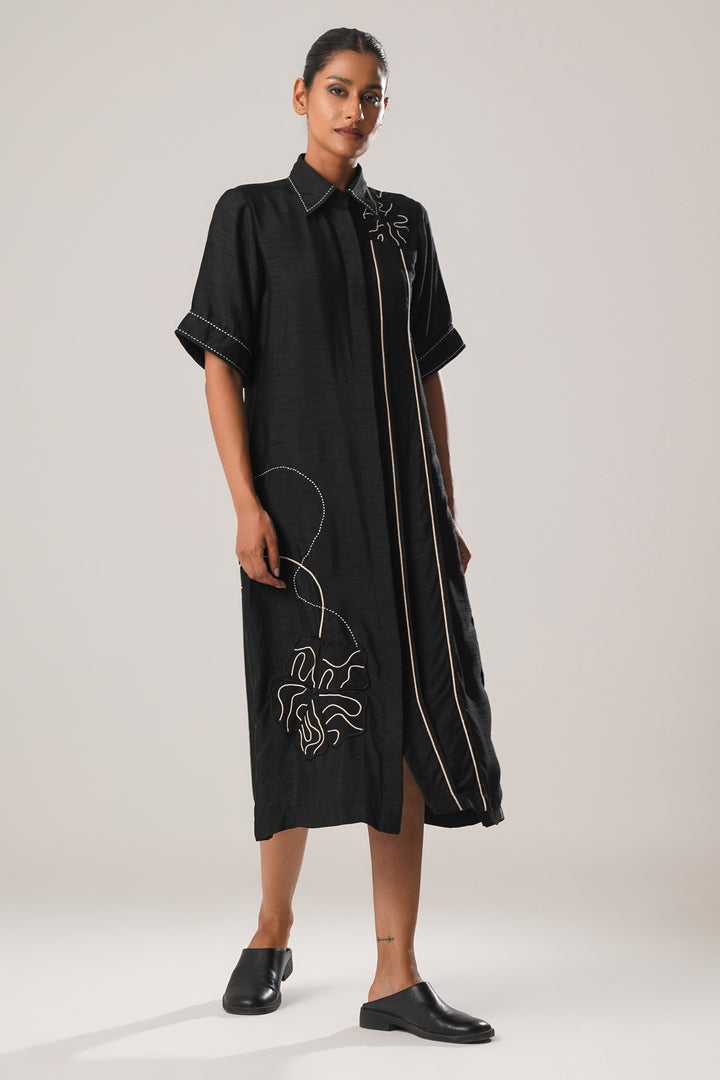 MJ PLEATED DRESS (BLACK)