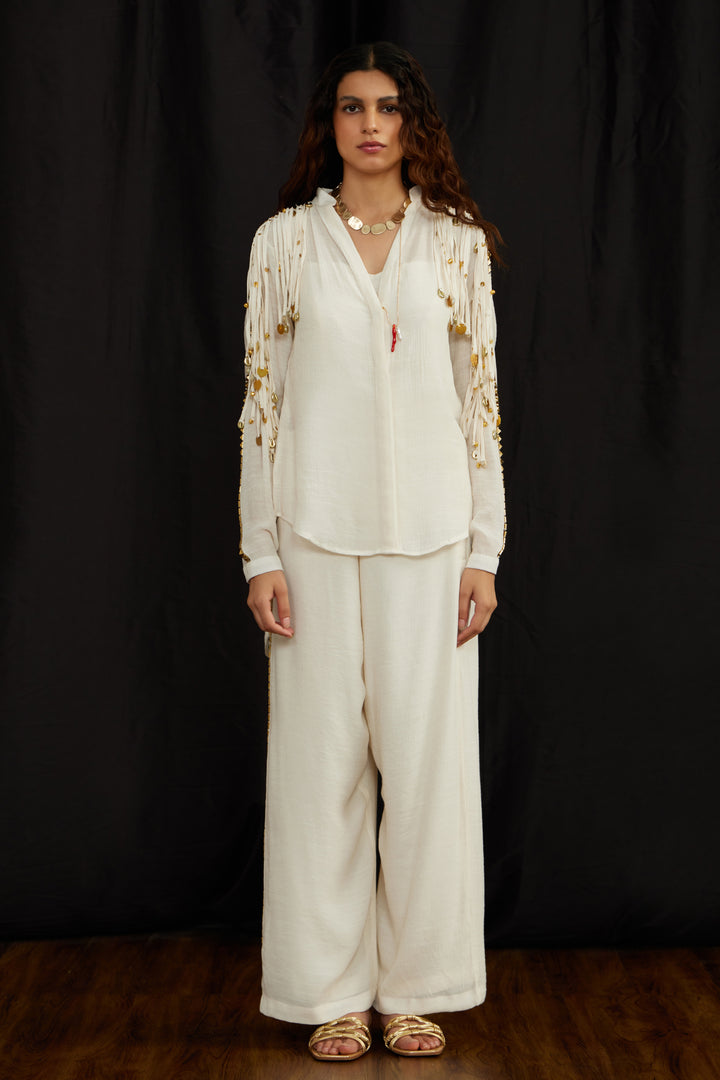 Chinese collar jhalar twin set