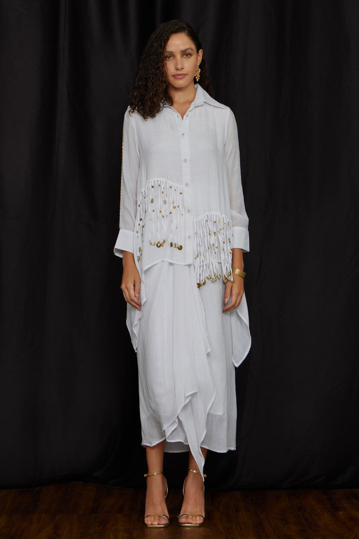 High-low tying shirt set