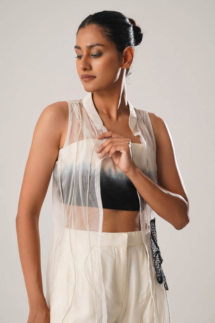 MJ  ORGANZA JACKET + TOP+PANT - SET