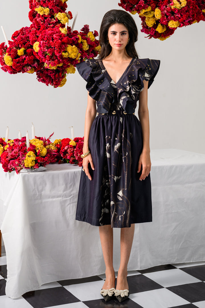 VICTORIAN PETALS RUFFLE DRESS