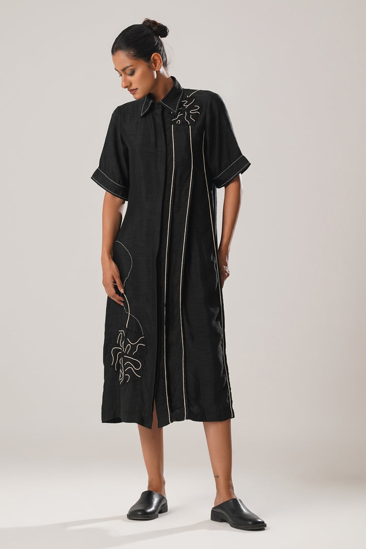 MJ PLEATED DRESS (BLACK)