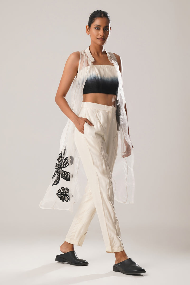 MJ  ORGANZA JACKET + TOP+PANT - SET