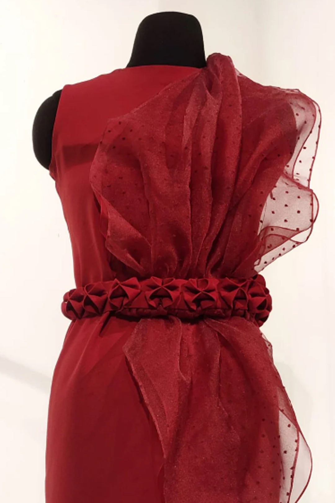 Organza Structured Dress Red