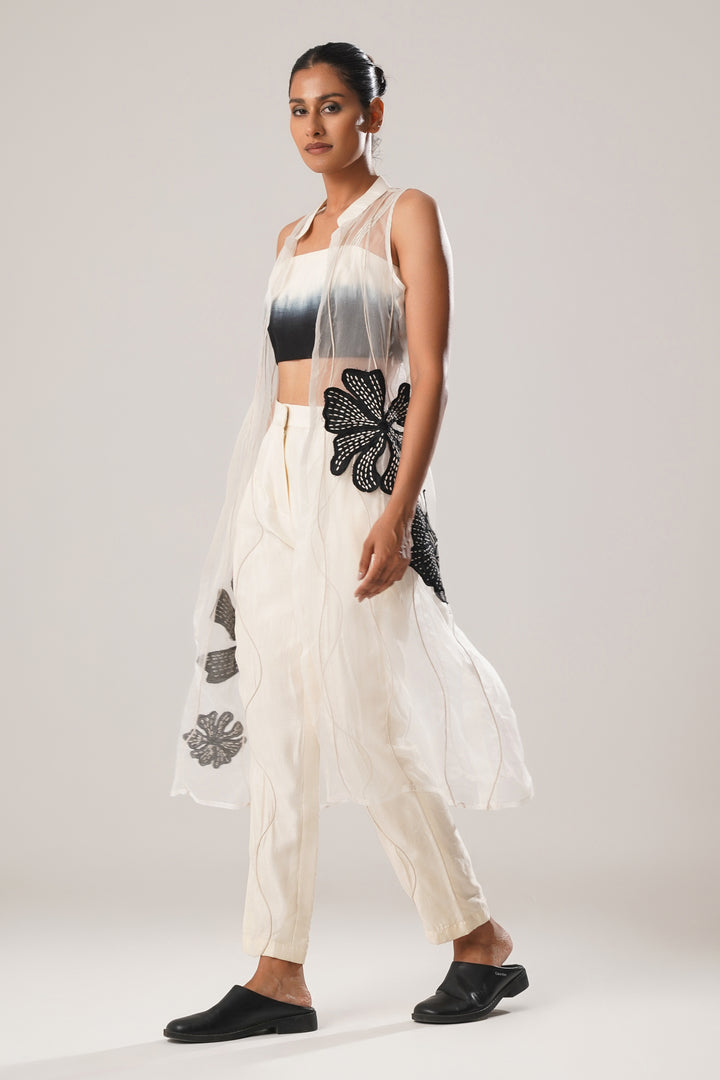 MJ  ORGANZA JACKET + TOP+PANT - SET