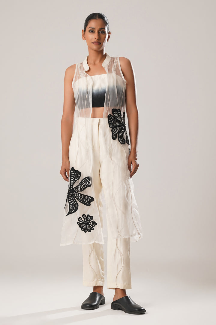 MJ  ORGANZA JACKET + TOP+PANT - SET