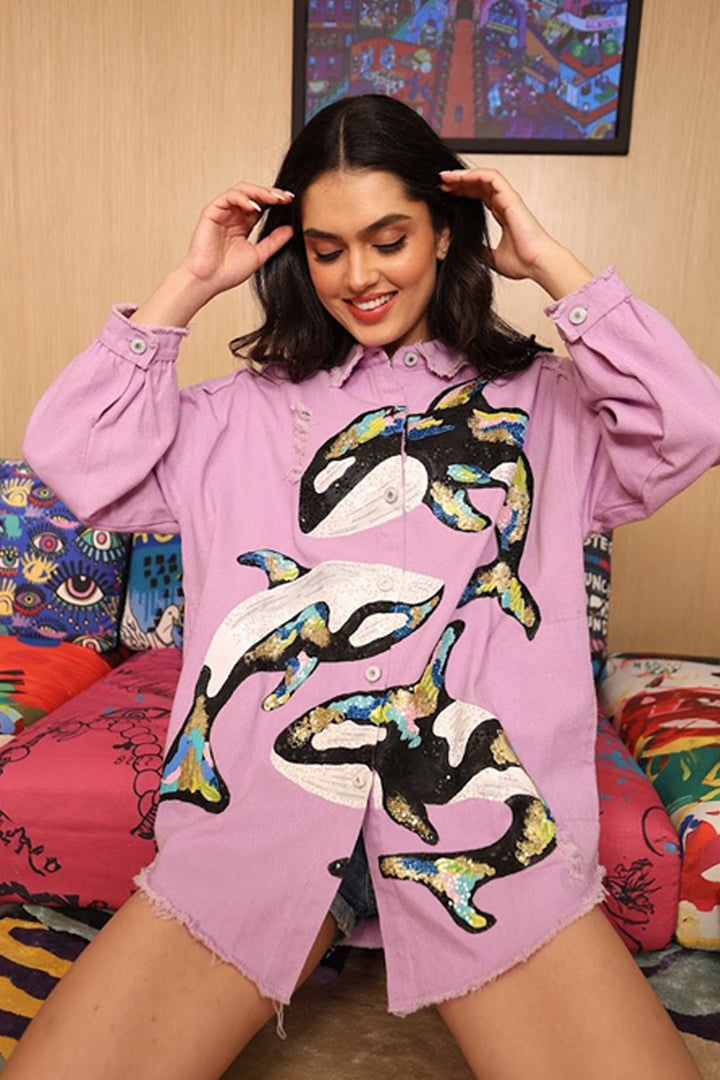 WHALE O CLOCK LILAC JACKET