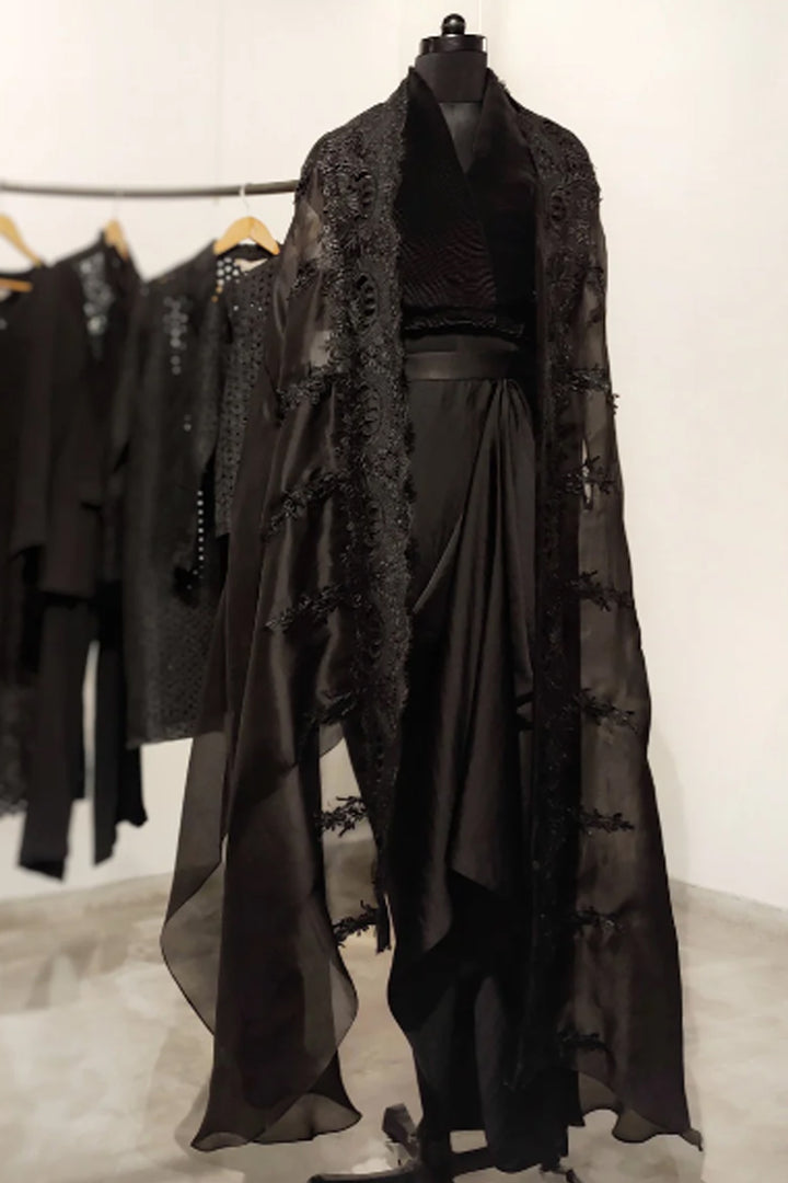 Black Signature Organza Cape Set