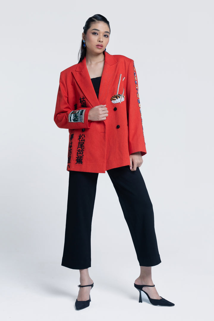 Sunburst Apricot Double-breasted Blazer