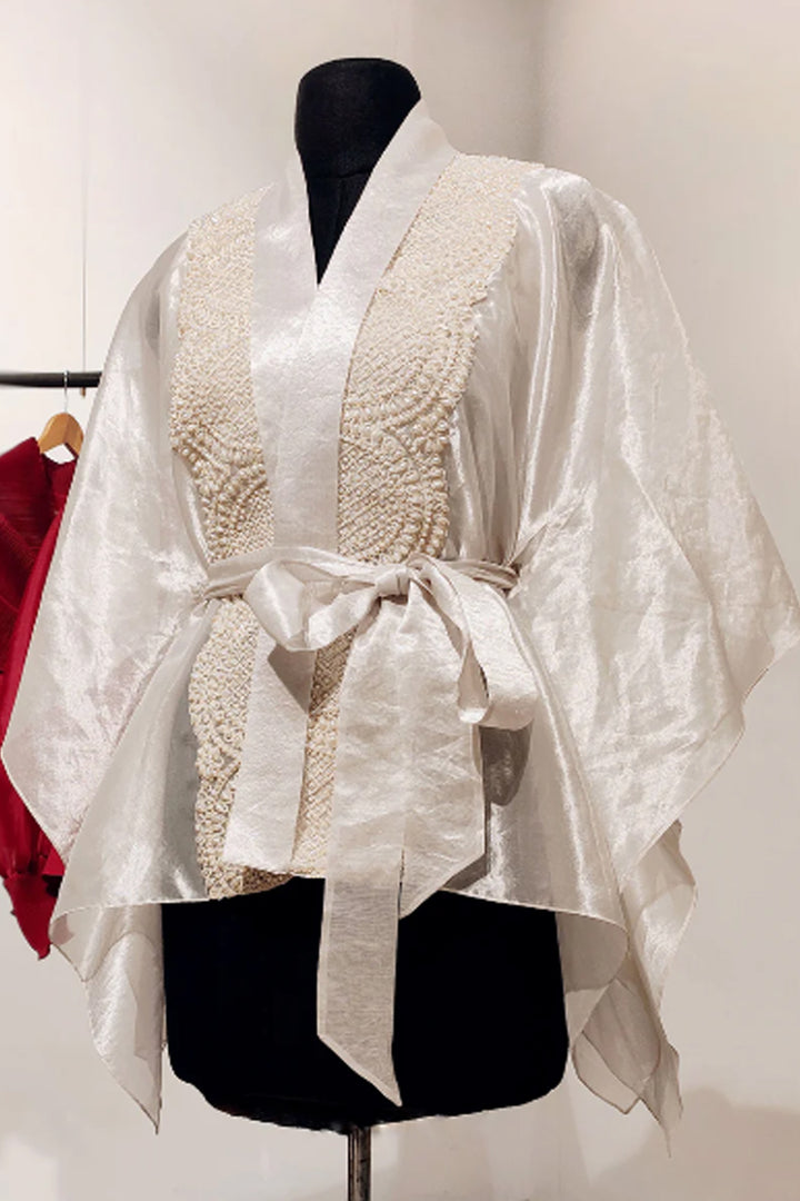 Silver Tissue Cape Set