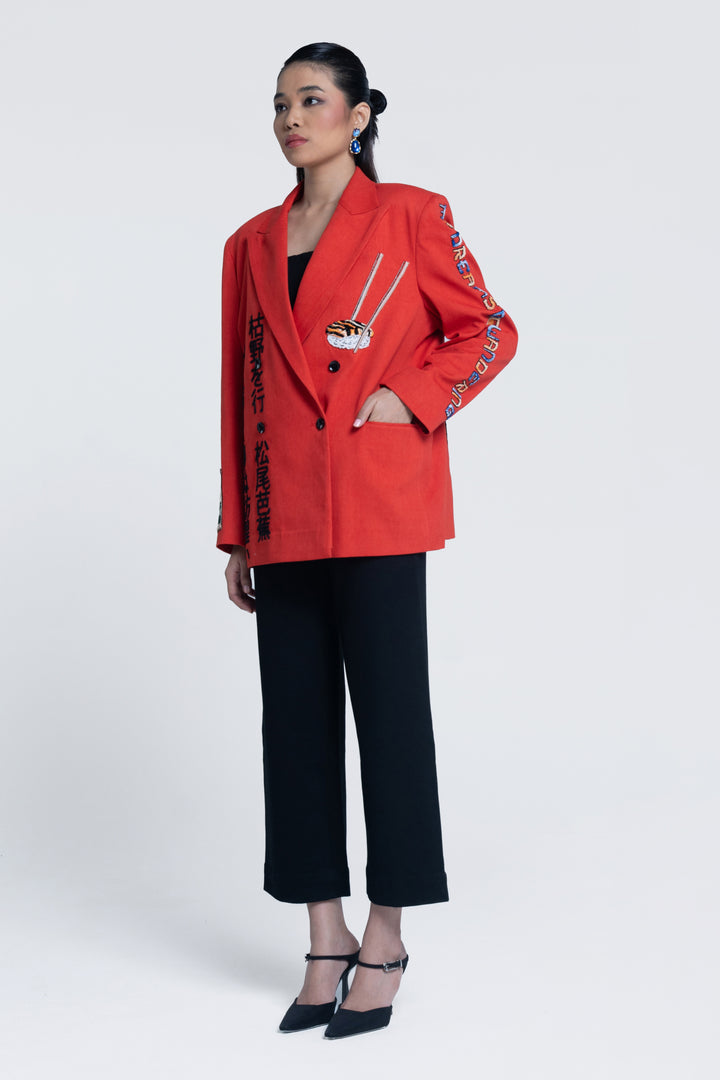 Sunburst Apricot Double-breasted Blazer
