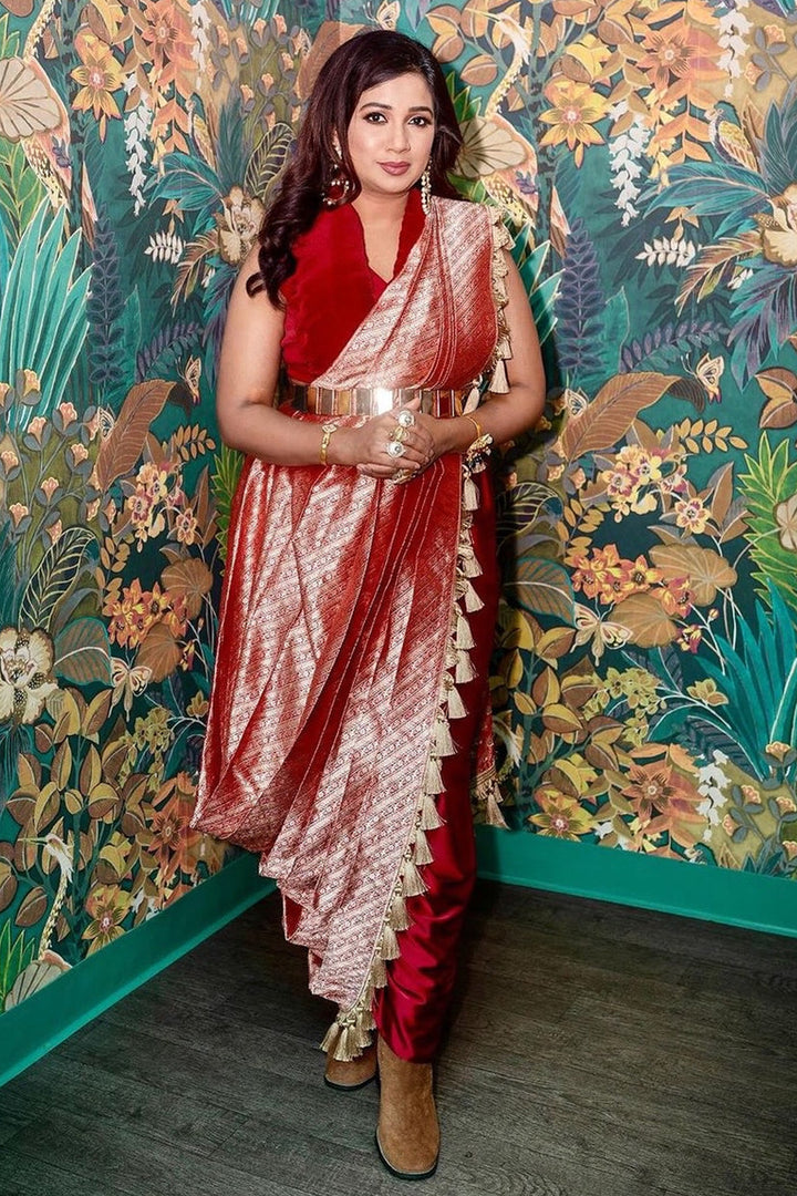 Red Banarasi Saree Set
