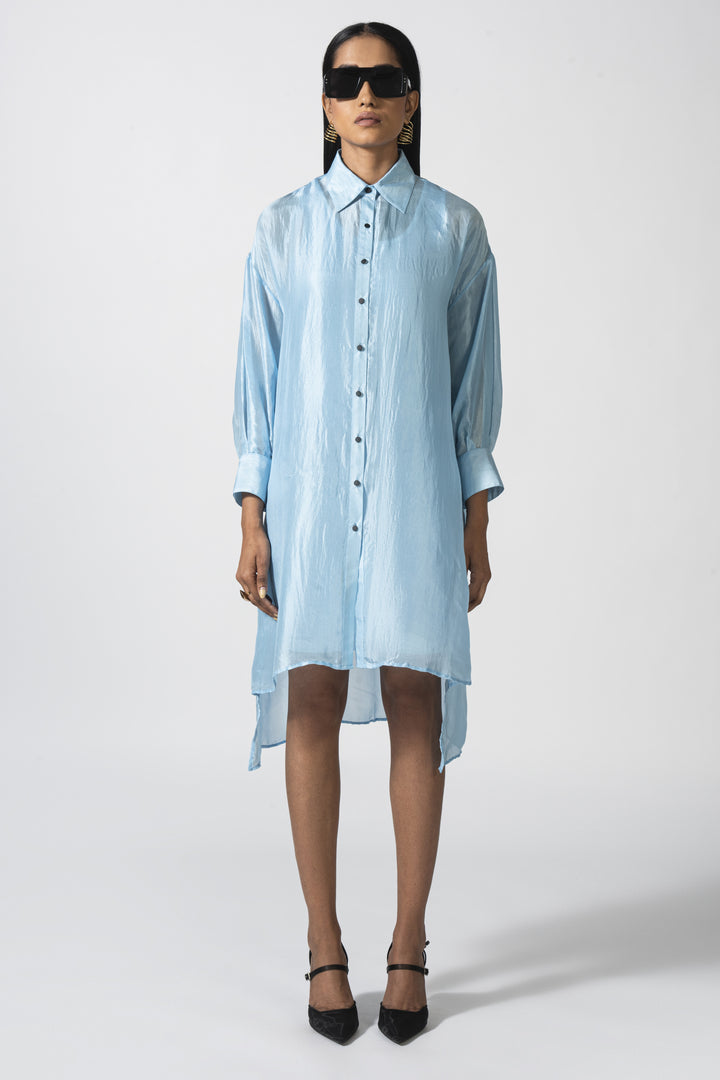 Serafina Blu Silk Dress