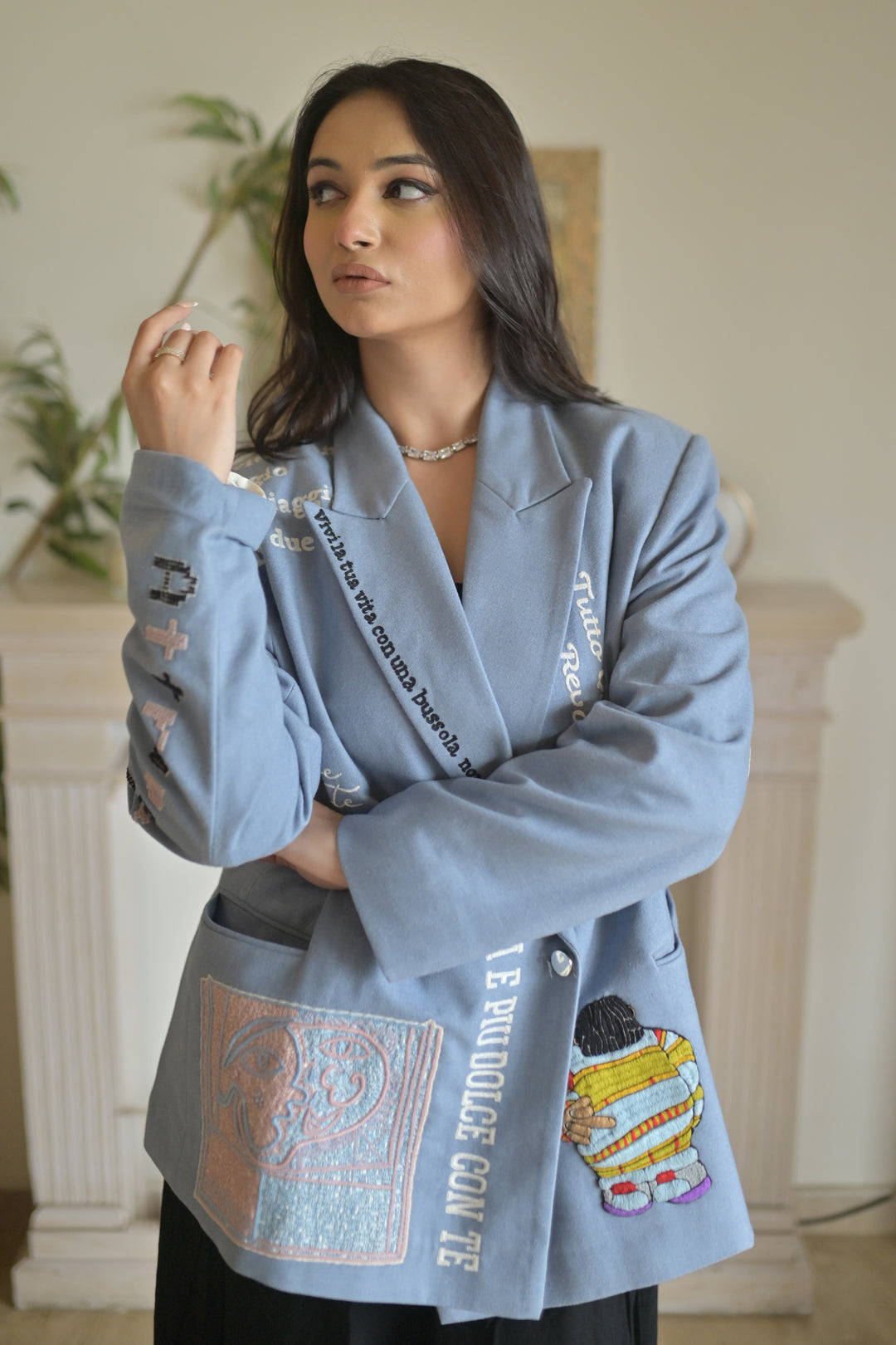 Serafina Blu Boxy Blazer