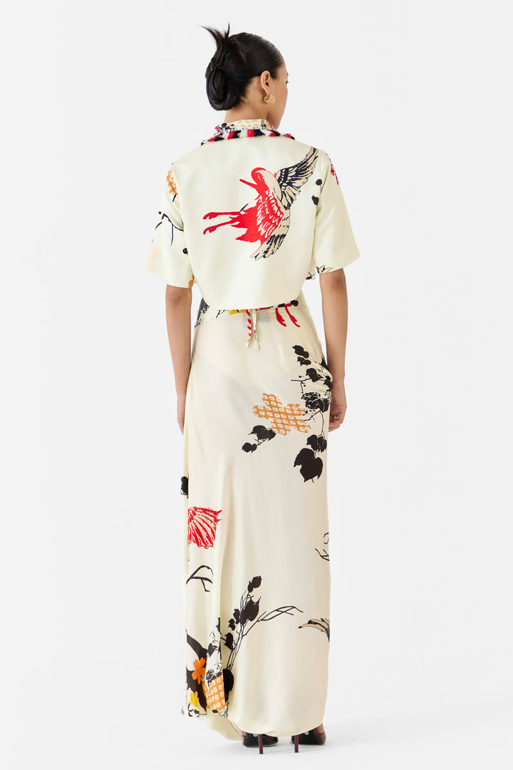 RED CRANE  BLAZER & DRAPED SKIRT CO-ORD