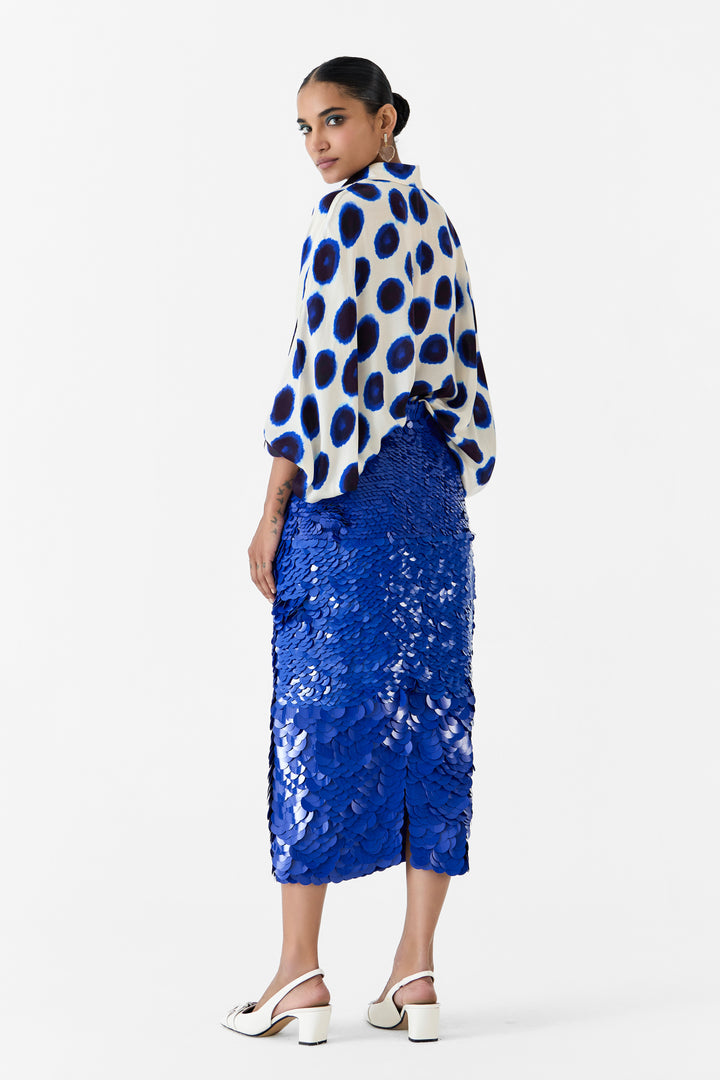 INDIGO SEQUIN SKIRT