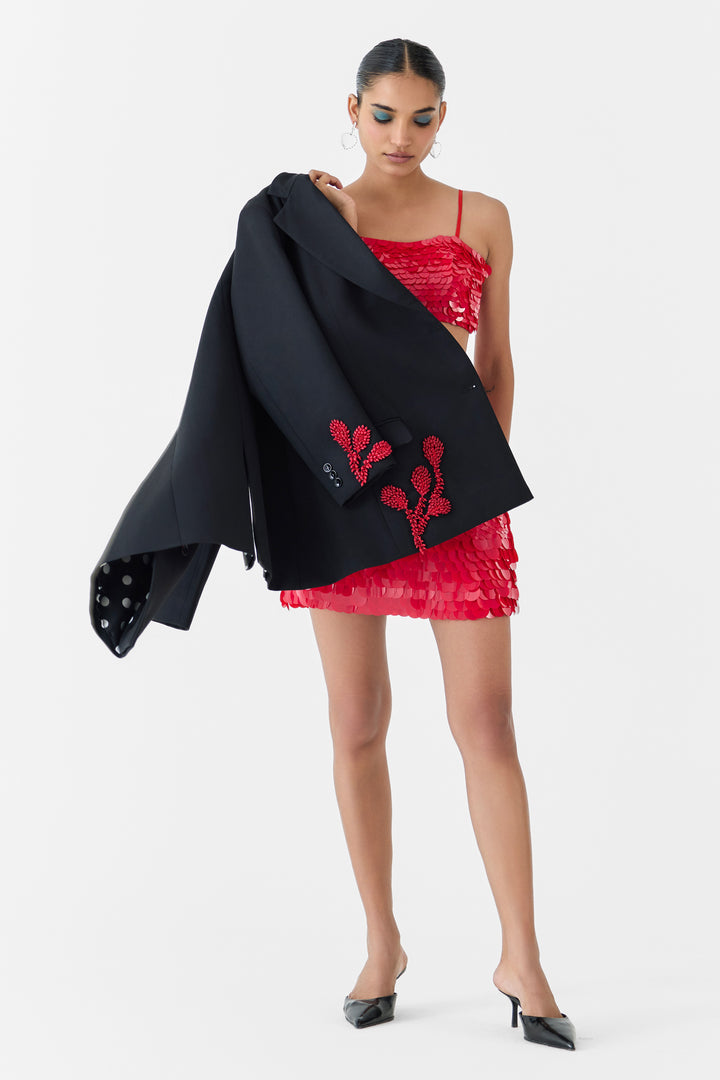 RUBY SEQUIN BUSTIER & SKIRT