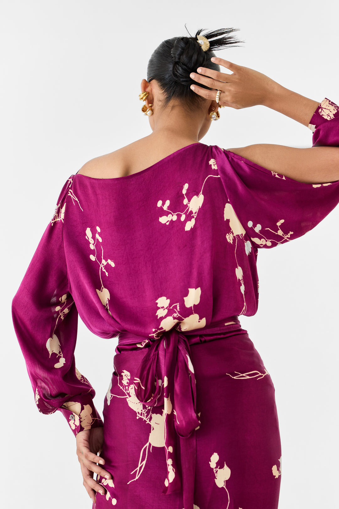 PLUM SHIRT DRAPED DRESS