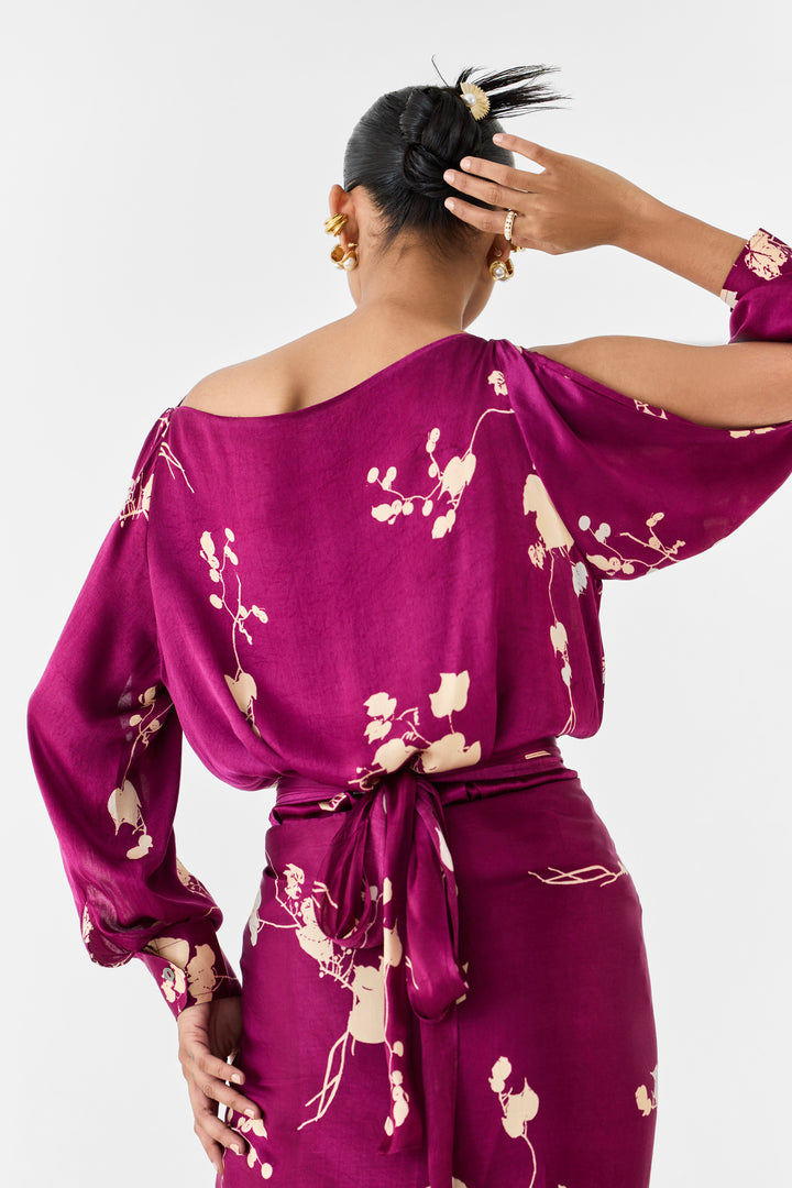 PLUM SHIRT DRAPED DRESS
