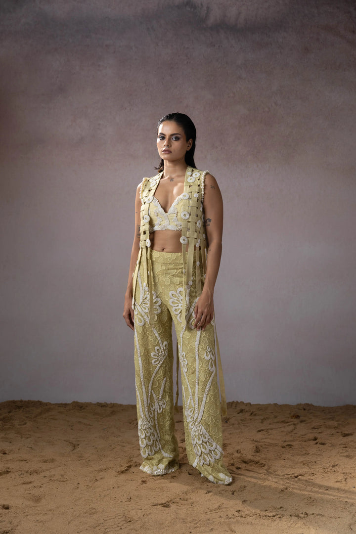 "Eirwyn" Jacket With bustier & embroidered Pants
