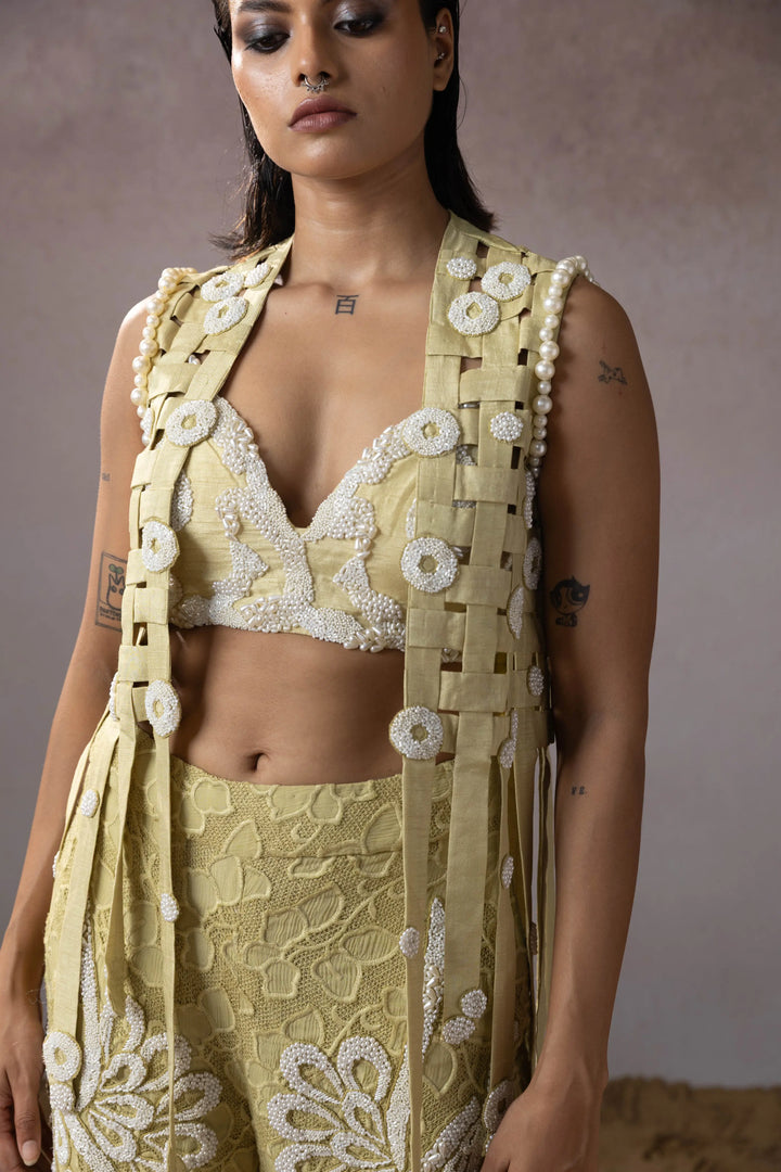 "Eirwyn" Jacket With bustier & embroidered Pants