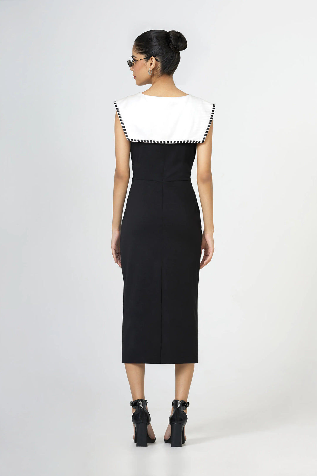Black Sailor Collar Midi Dress