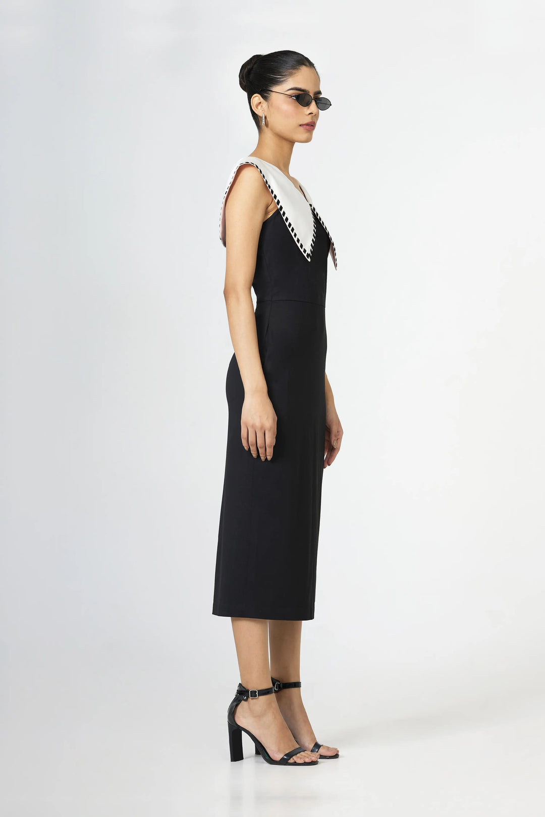 Black Sailor Collar Midi Dress